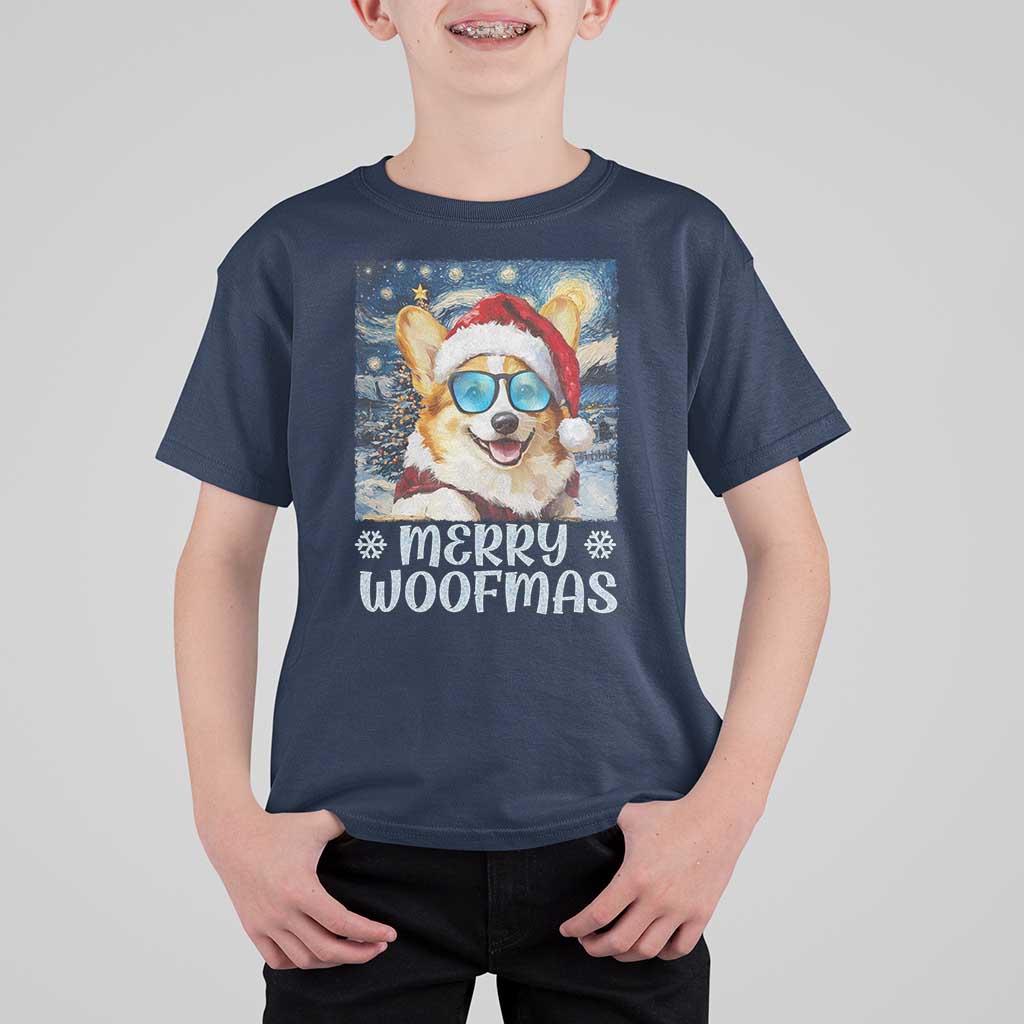 Funny Xmas Corgi T Shirt For Kid Merry Woofmas Christmas Starry Night Dog Lover - Wonder Print Shop