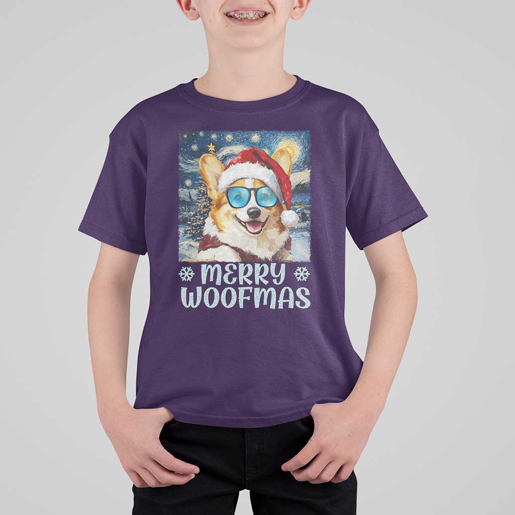 Funny Xmas Corgi T Shirt For Kid Merry Woofmas Christmas Starry Night Dog Lover - Wonder Print Shop