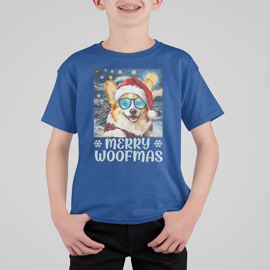 Funny Xmas Corgi T Shirt For Kid Merry Woofmas Christmas Starry Night Dog Lover - Wonder Print Shop