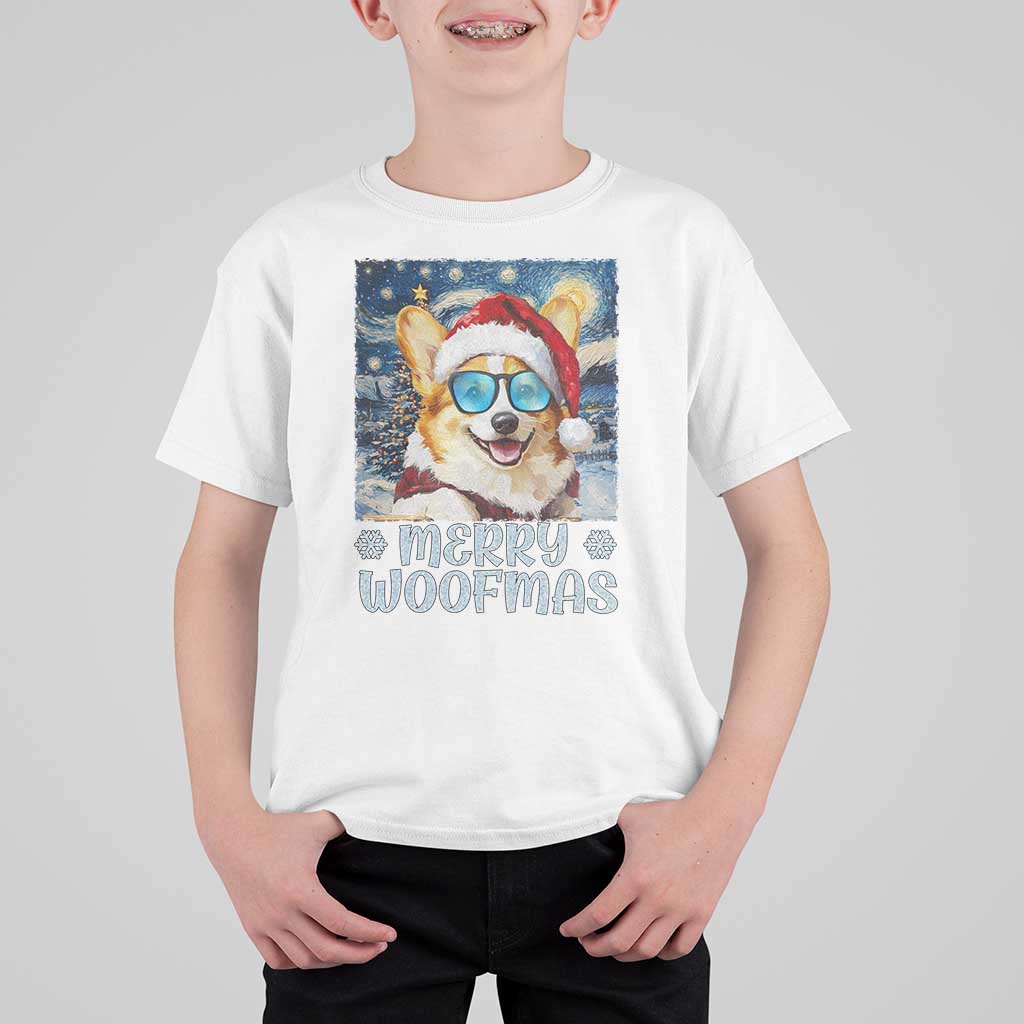 Funny Xmas Corgi T Shirt For Kid Merry Woofmas Christmas Starry Night Dog Lover - Wonder Print Shop