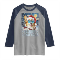 Funny Xmas Corgi Raglan Shirt Merry Woofmas Christmas Starry Night Dog Lover