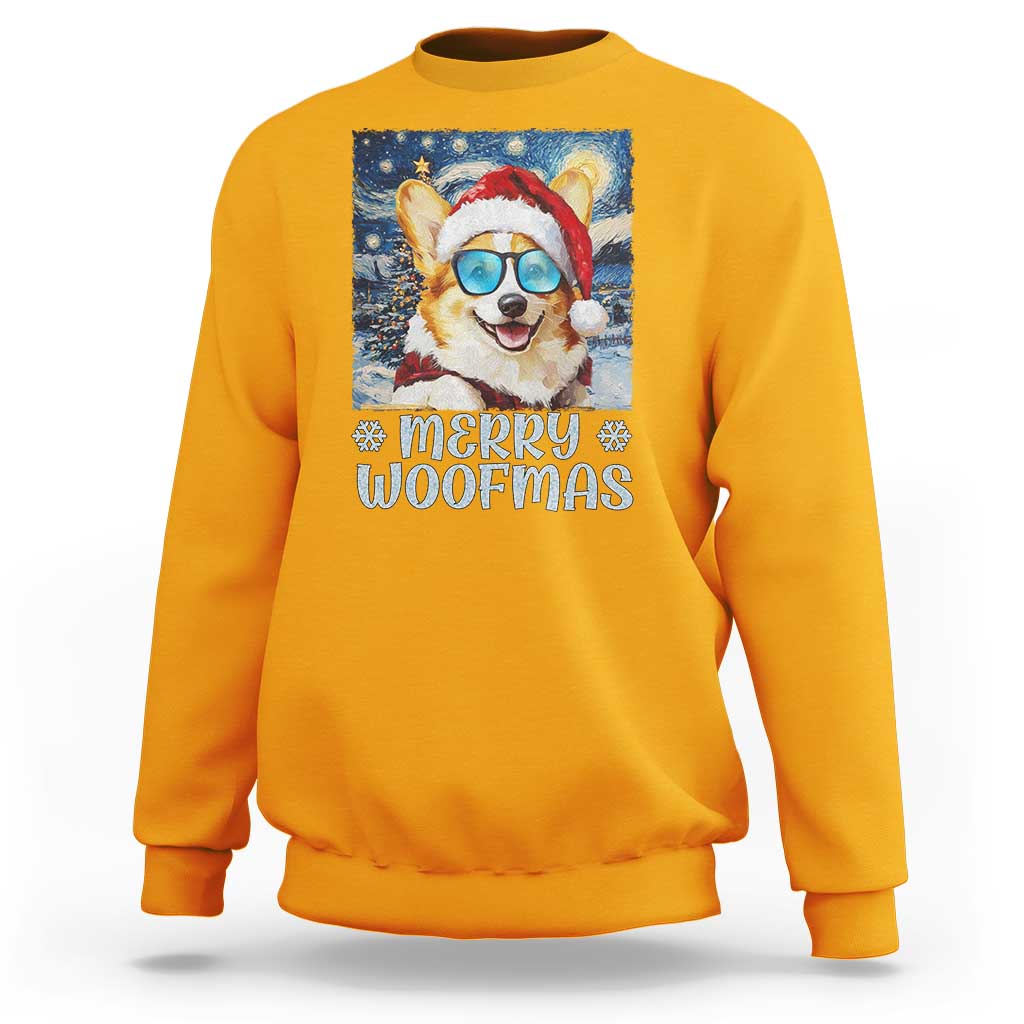 Funny Xmas Corgi Sweatshirt Merry Woofmas Christmas Starry Night Dog Lover - Wonder Print Shop