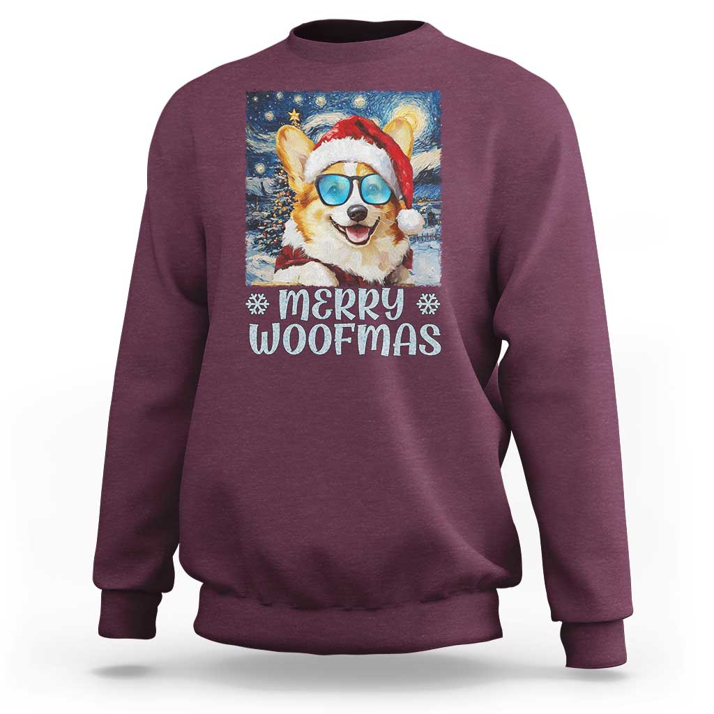 Funny Xmas Corgi Sweatshirt Merry Woofmas Christmas Starry Night Dog Lover - Wonder Print Shop