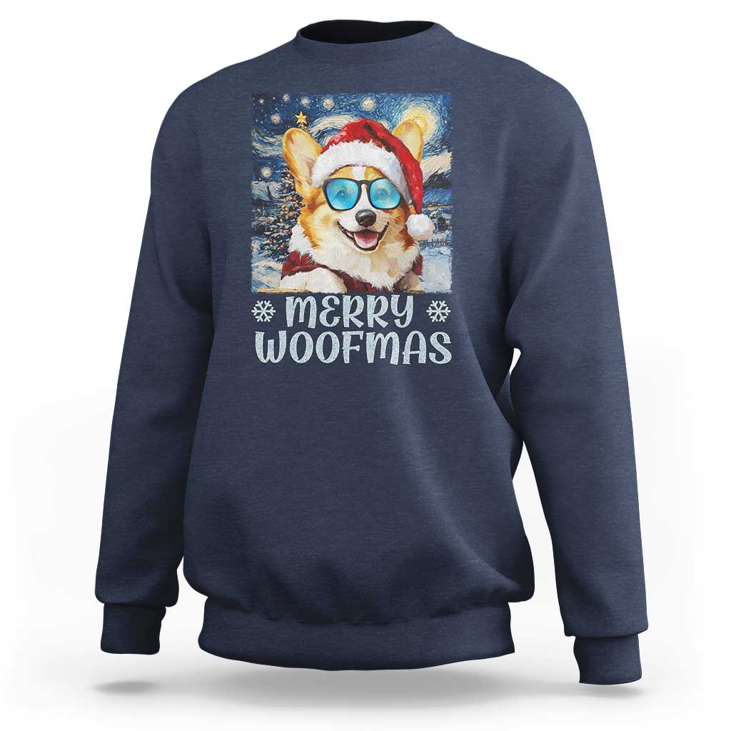 Funny Xmas Corgi Sweatshirt Merry Woofmas Christmas Starry Night Dog Lover - Wonder Print Shop