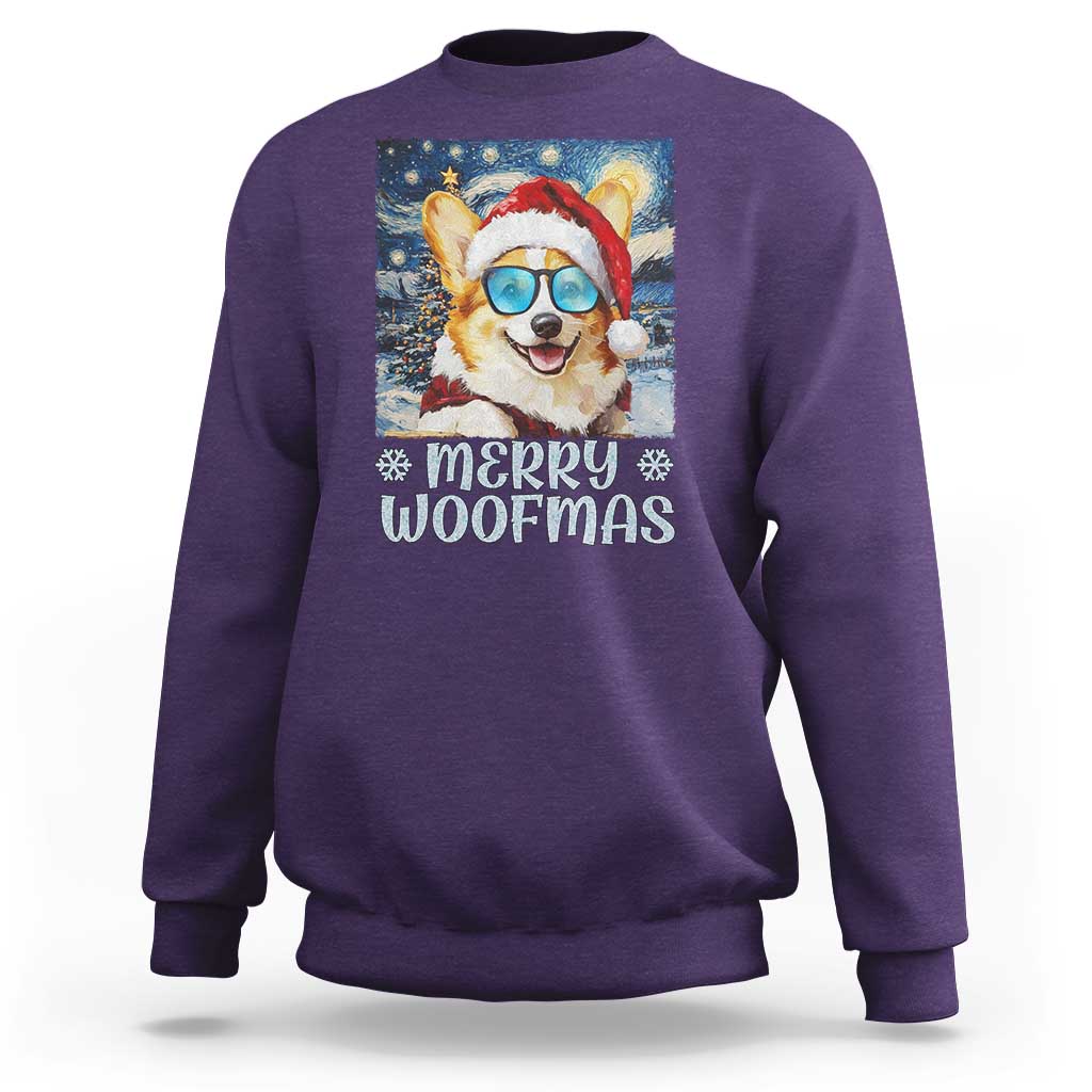 Funny Xmas Corgi Sweatshirt Merry Woofmas Christmas Starry Night Dog Lover - Wonder Print Shop