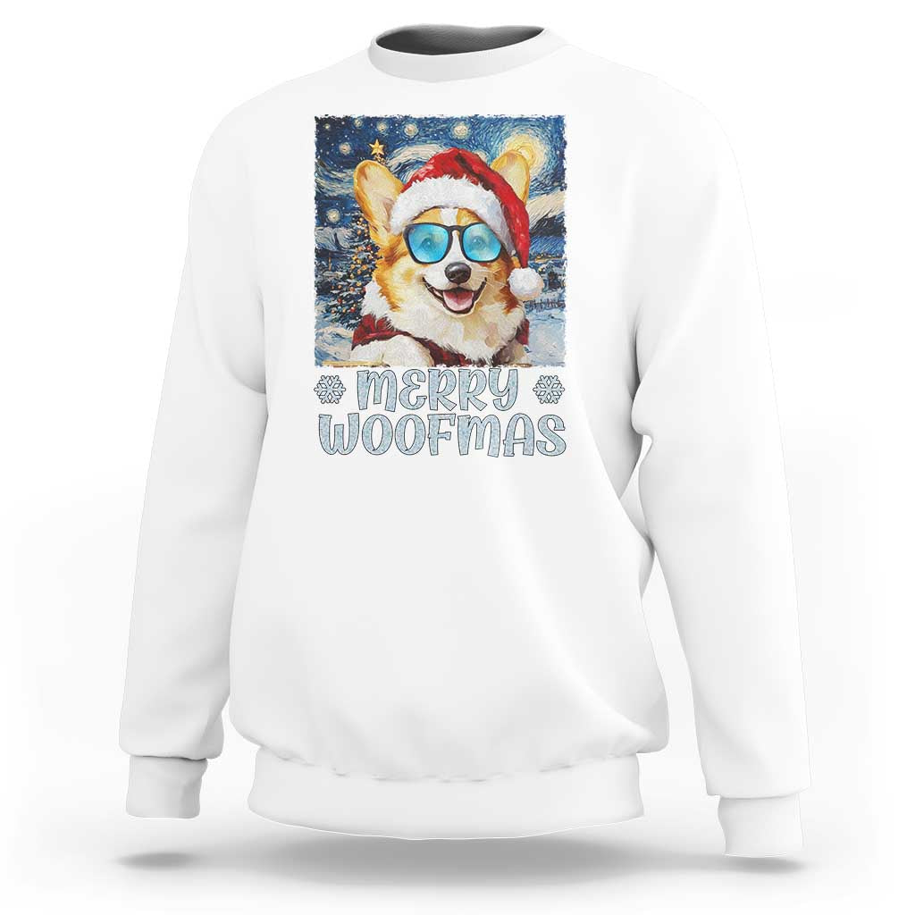 Funny Xmas Corgi Sweatshirt Merry Woofmas Christmas Starry Night Dog Lover - Wonder Print Shop