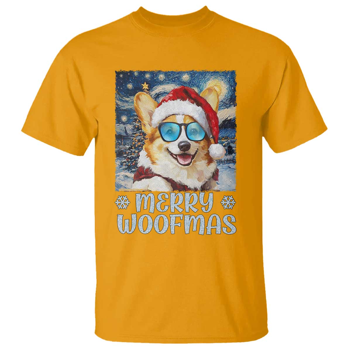Funny Xmas Corgi T Shirt Merry Woofmas Christmas Starry Night Dog Lover - Wonder Print Shop