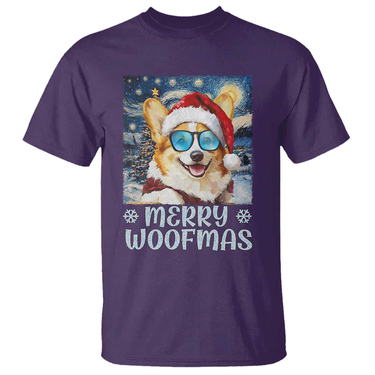 Funny Xmas Corgi T Shirt Merry Woofmas Christmas Starry Night Dog Lover - Wonder Print Shop