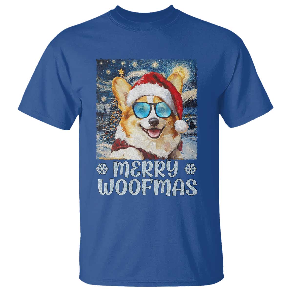 Funny Xmas Corgi T Shirt Merry Woofmas Christmas Starry Night Dog Lover - Wonder Print Shop