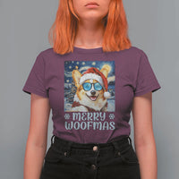 Funny Xmas Corgi T Shirt For Women Merry Woofmas Christmas Starry Night Dog Lover - Wonder Print Shop