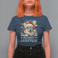 Funny Xmas Corgi T Shirt For Women Merry Woofmas Christmas Starry Night Dog Lover - Wonder Print Shop