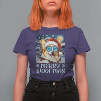 Funny Xmas Corgi T Shirt For Women Merry Woofmas Christmas Starry Night Dog Lover - Wonder Print Shop