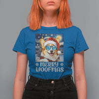 Funny Xmas Corgi T Shirt For Women Merry Woofmas Christmas Starry Night Dog Lover - Wonder Print Shop
