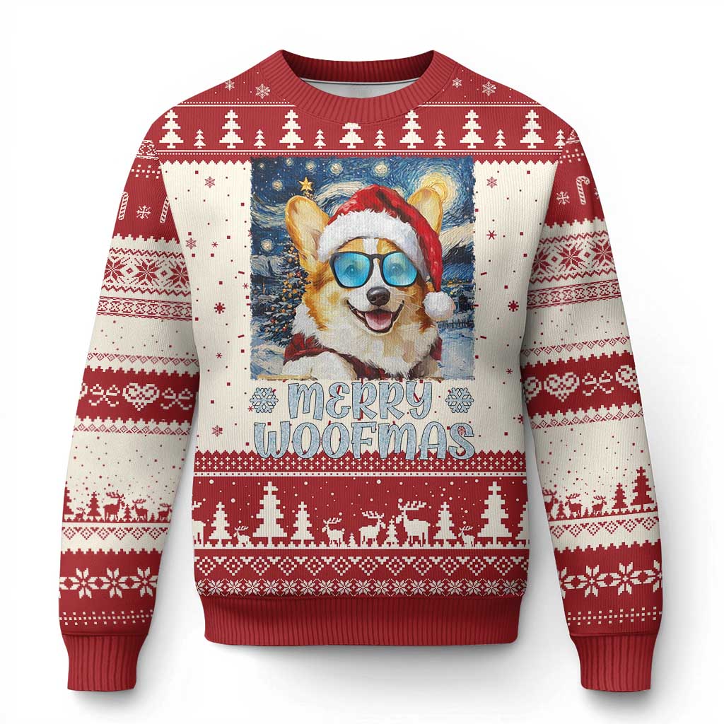 Funny Xmas Corgi Ugly Christmas Sweater Merry Woofmas Christmas Starry Night Dog Lover - Wonder Print Shop
