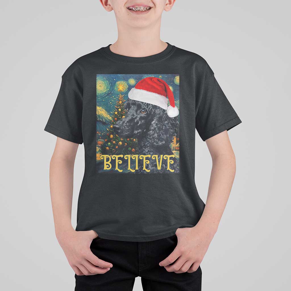Funny Xmas Poodle T Shirt For Kid Believe Christmas Starry Night Dog Lover - Wonder Print Shop
