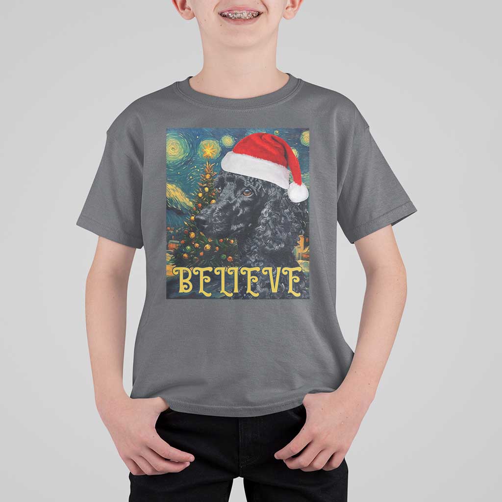 Funny Xmas Poodle T Shirt For Kid Believe Christmas Starry Night Dog Lover - Wonder Print Shop