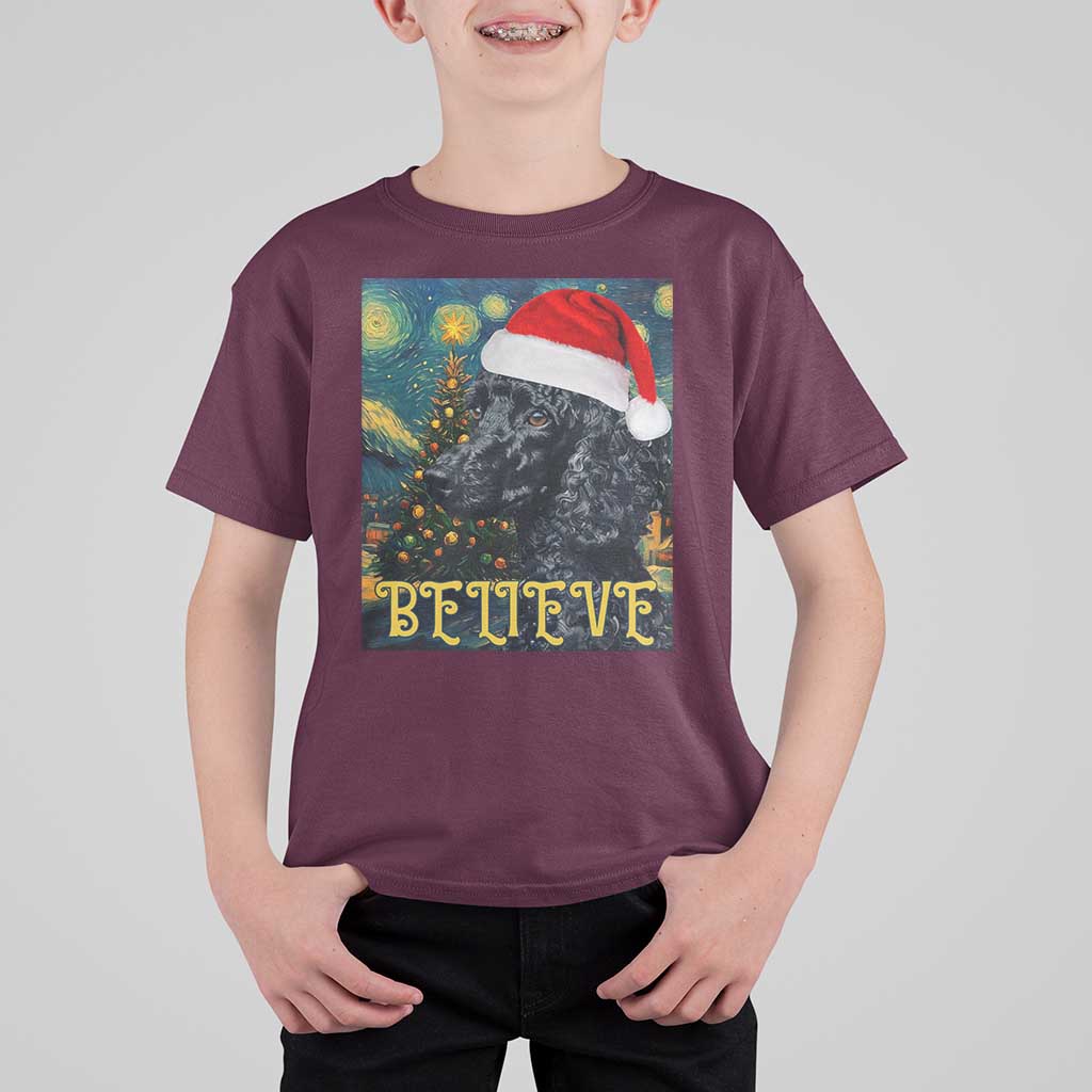 Funny Xmas Poodle T Shirt For Kid Believe Christmas Starry Night Dog Lover - Wonder Print Shop