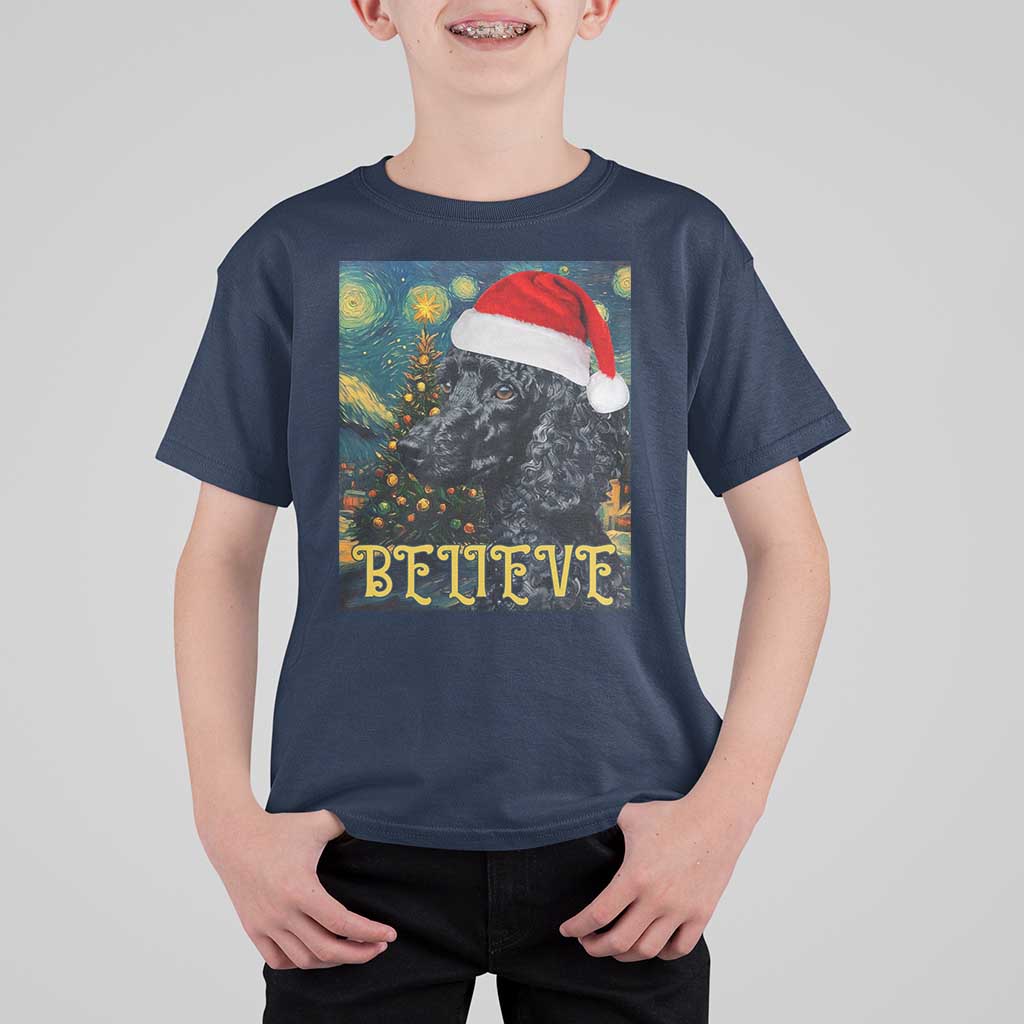 Funny Xmas Poodle T Shirt For Kid Believe Christmas Starry Night Dog Lover - Wonder Print Shop