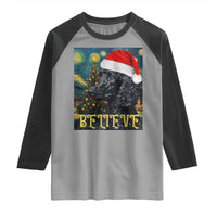 Funny Xmas Poodle Raglan Shirt Believe Christmas Starry Night Dog Lover