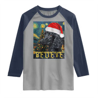 Funny Xmas Poodle Raglan Shirt Believe Christmas Starry Night Dog Lover