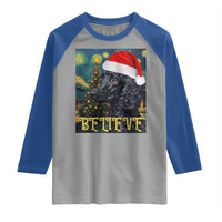 Funny Xmas Poodle Raglan Shirt Believe Christmas Starry Night Dog Lover