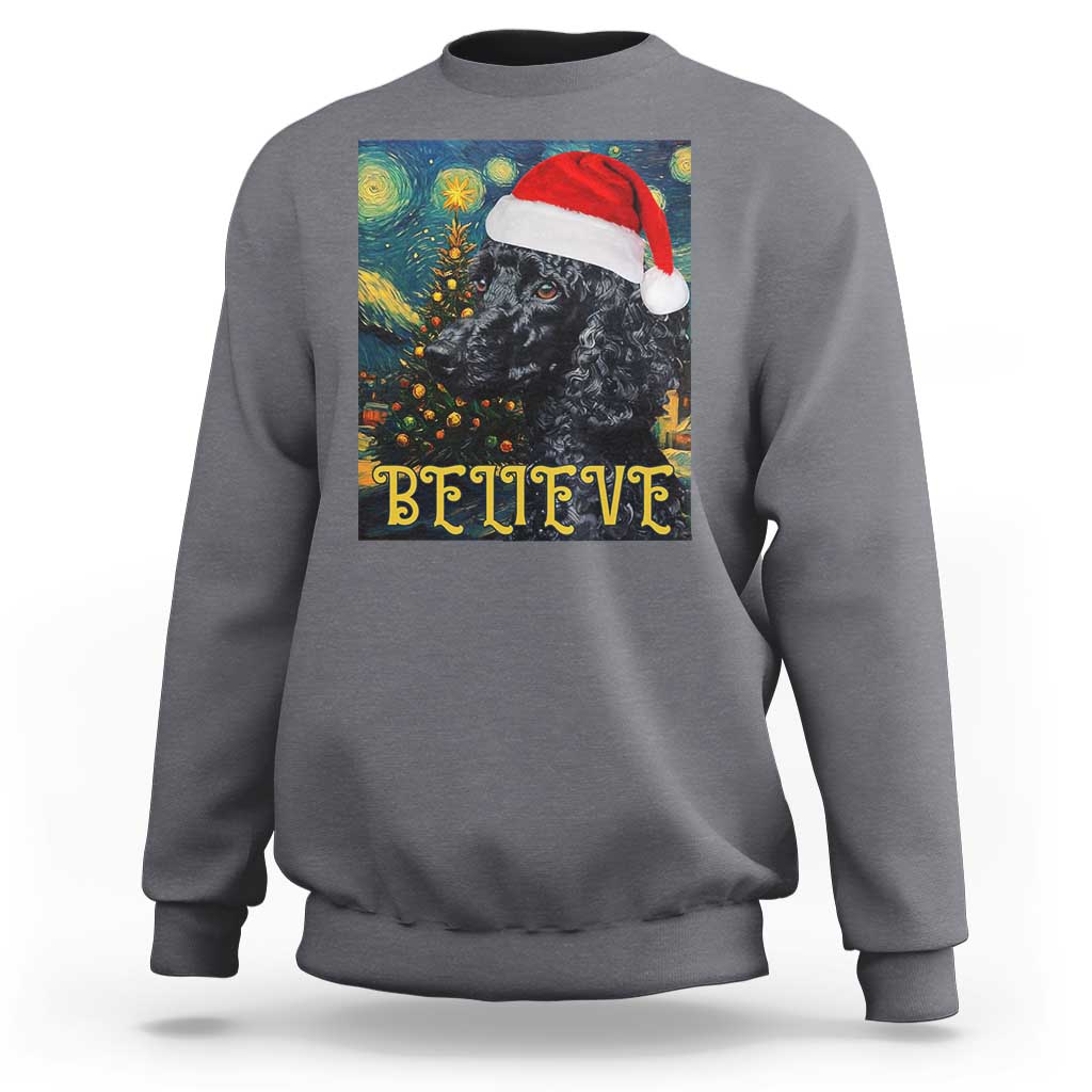 Funny Xmas Poodle Sweatshirt Believe Christmas Starry Night Dog Lover - Wonder Print Shop