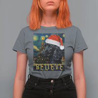 Funny Xmas Poodle T Shirt For Women Believe Christmas Starry Night Dog Lover - Wonder Print Shop