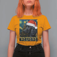 Funny Xmas Poodle T Shirt For Women Believe Christmas Starry Night Dog Lover - Wonder Print Shop