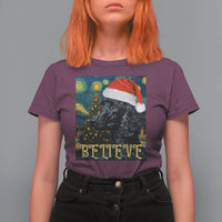 Funny Xmas Poodle T Shirt For Women Believe Christmas Starry Night Dog Lover - Wonder Print Shop