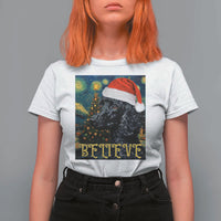 Funny Xmas Poodle T Shirt For Women Believe Christmas Starry Night Dog Lover - Wonder Print Shop
