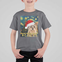 Funny Xmas Yorkshire T Shirt For Kid Believe Christmas Starry Night Dog Lover - Wonder Print Shop