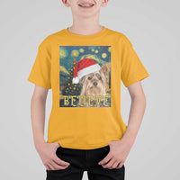 Funny Xmas Yorkshire T Shirt For Kid Believe Christmas Starry Night Dog Lover - Wonder Print Shop