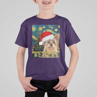 Funny Xmas Yorkshire T Shirt For Kid Believe Christmas Starry Night Dog Lover - Wonder Print Shop