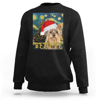 Funny Xmas Yorkshire Sweatshirt Believe Christmas Starry Night Dog Lover - Wonder Print Shop