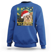 Funny Xmas Yorkshire Sweatshirt Believe Christmas Starry Night Dog Lover - Wonder Print Shop