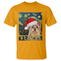 Funny Xmas Yorkshire T Shirt Believe Christmas Starry Night Dog Lover - Wonder Print Shop