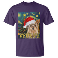 Funny Xmas Yorkshire T Shirt Believe Christmas Starry Night Dog Lover - Wonder Print Shop