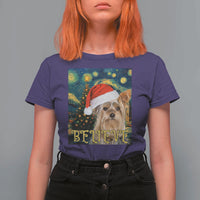 Funny Xmas Yorkshire T Shirt For Women Believe Christmas Starry Night Dog Lover - Wonder Print Shop