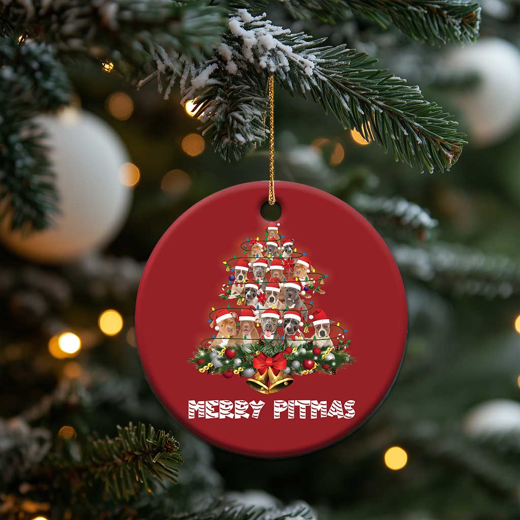 Funny Xmas Pitbull Christmas Ornament Merry Pitmas Christmas Tree Dog Lover - Wonder Print Shop