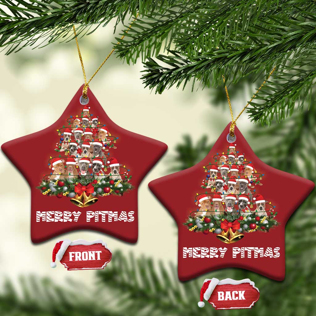 Funny Xmas Pitbull Christmas Ornament Merry Pitmas Christmas Tree Dog Lover - Wonder Print Shop