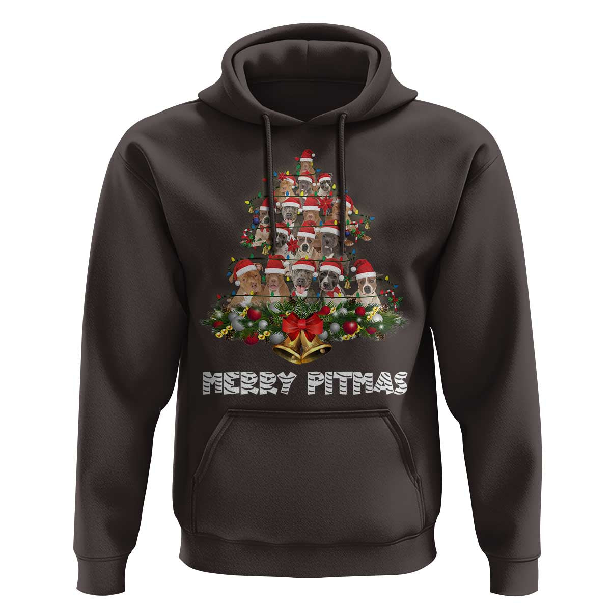 Funny Xmas Pitbull Hoodie Merry Pitmas Christmas Tree Dog Lover