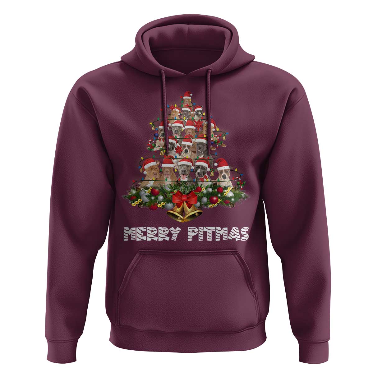 Funny Xmas Pitbull Hoodie Merry Pitmas Christmas Tree Dog Lover