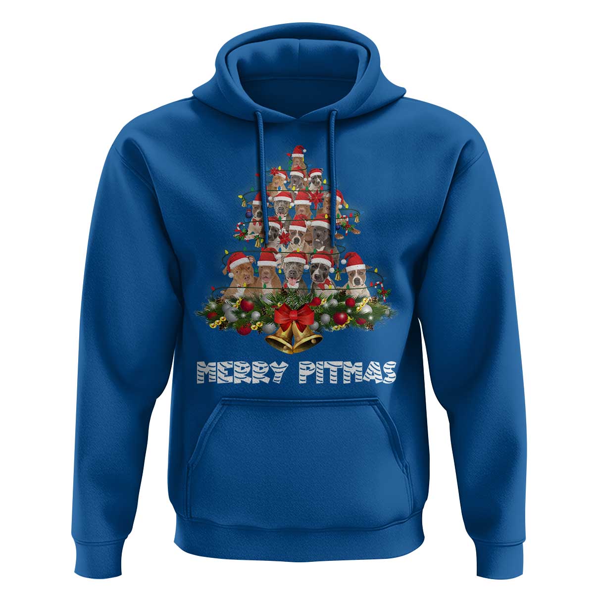 Funny Xmas Pitbull Hoodie Merry Pitmas Christmas Tree Dog Lover