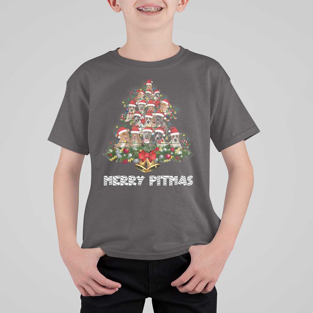 Funny Xmas Pitbull T Shirt For Kid Merry Pitmas Christmas Tree Dog Lover - Wonder Print Shop