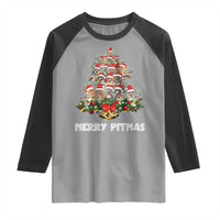 Funny Xmas Pitbull Raglan Shirt Merry Pitmas Christmas Tree Dog Lover