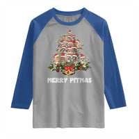 Funny Xmas Pitbull Raglan Shirt Merry Pitmas Christmas Tree Dog Lover