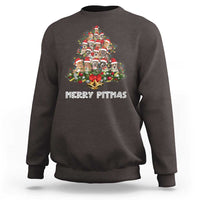 Funny Xmas Pitbull Sweatshirt Merry Pitmas Christmas Tree Dog Lover - Wonder Print Shop