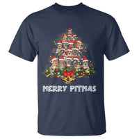 Funny Xmas Pitbull T Shirt Merry Pitmas Christmas Tree Dog Lover - Wonder Print Shop