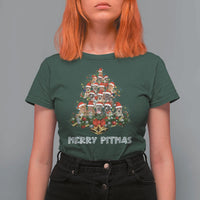 Funny Xmas Pitbull T Shirt For Women Merry Pitmas Christmas Tree Dog Lover - Wonder Print Shop