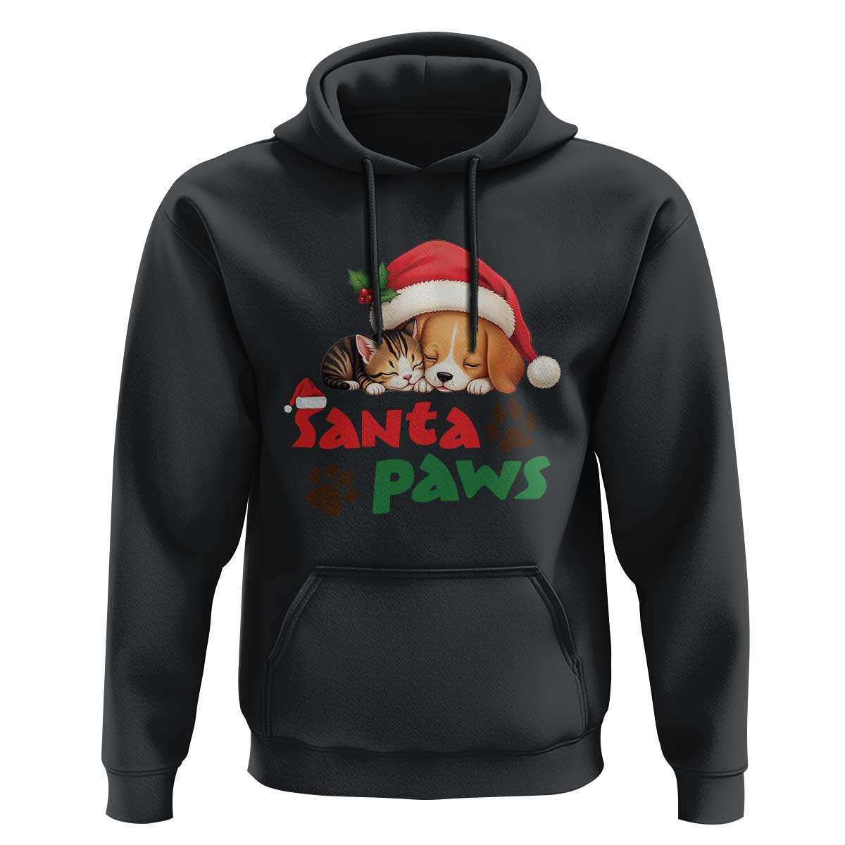 Funny Christmas Santa Paws Dogs And Cats Hoodie